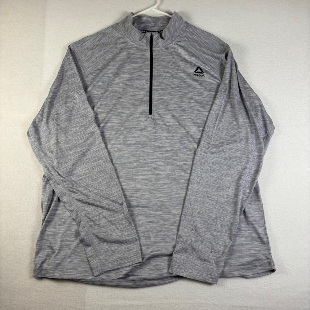 Reebok Mens 3XL Quarter Zip Pullover Gray Space Dye Athletic Shirt REM241LT07
